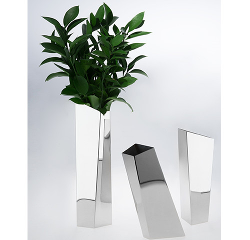 Vases Origami stainless steel 3pcs - Vases acier H.24 H.25 H.34